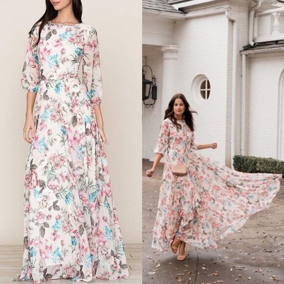Yumi Kim Dresses & Skirts - Yumi Kim Full of‎ Love Blush Floral Print 3/4 Sleeve Woodstock Maxi Dress S NEW